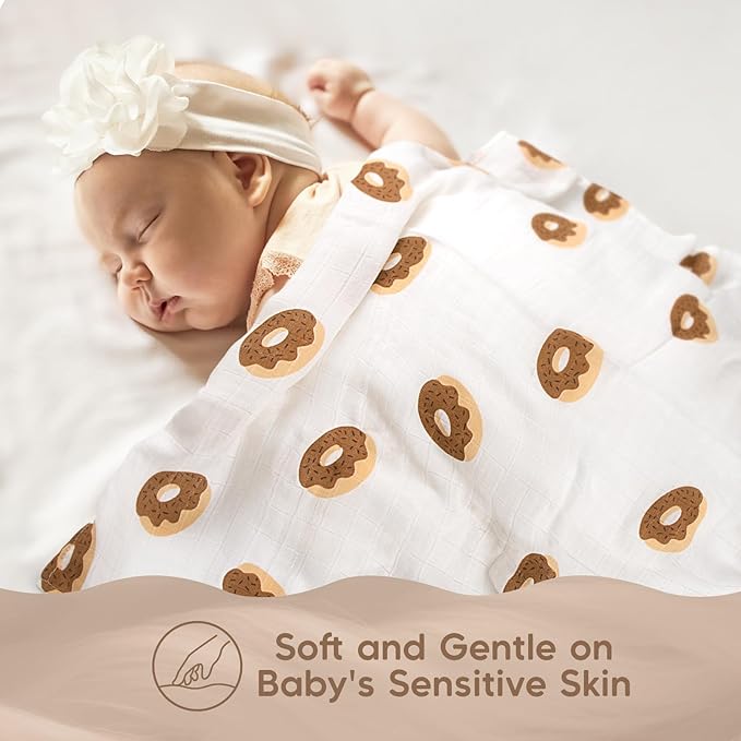 Maliton Muslin Swaddle Blankets for Newborn, 6-Pack Breathable Receiving Blanket (27" x 27") Soft Baby Blankets for Girls and Boys, Baby Burp Cloths with 3-Layer Cotton Design for Infant Wrap(Dessert)
