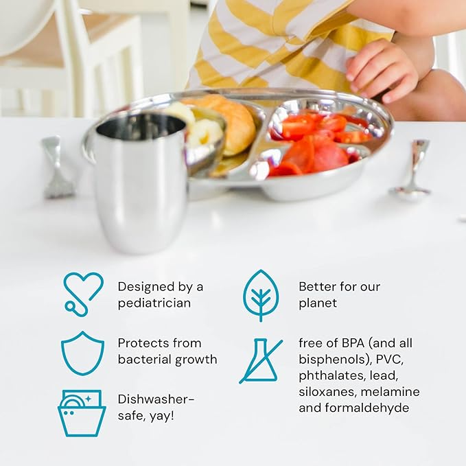 Ahimsa Stainless Steel Kids Cup - Pediatrician Designed Toddler Cups for Open Cup Training, 8oz, 100% BPA Free & Dishwasher Safe (Classic Single)