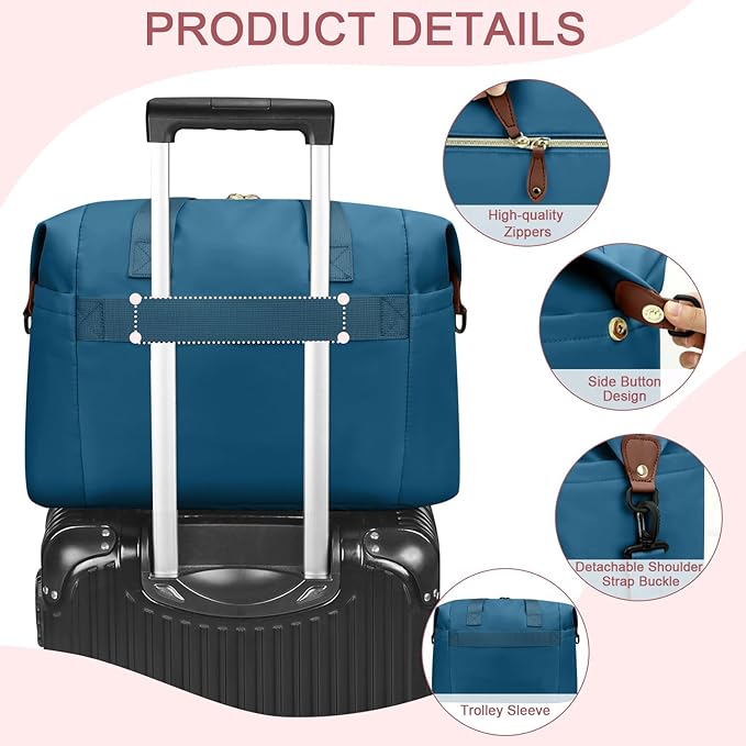Pritent Diaper Bag Tote - Diaper Baby Bags with Pacifier Case, Shoulder Straps, Stroller Clips, Waterproof Large Mommy Maternity Travel Baby Bag for Mom and Dad, Blue, Medium