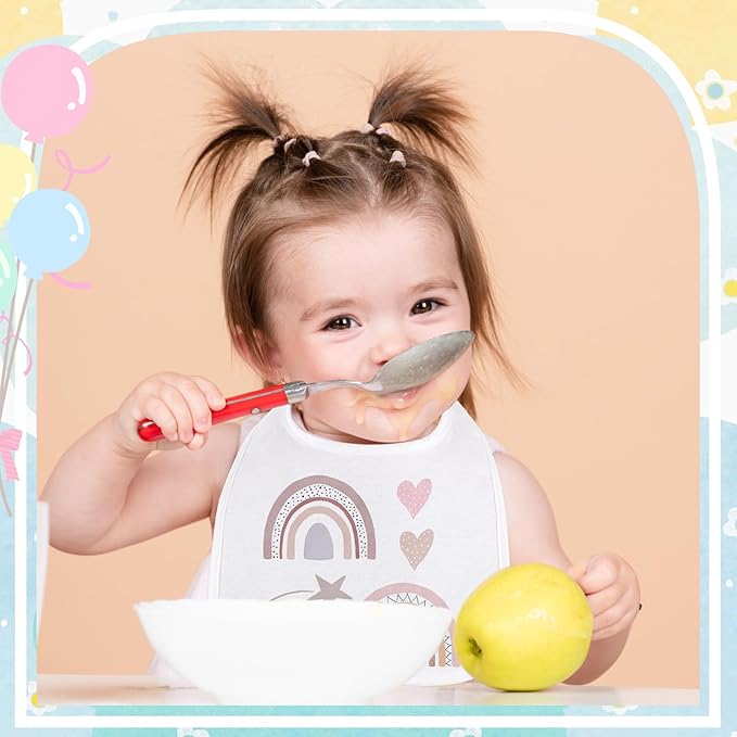 Toulite 20 Pcs White Bibs for Baby Washable Reusable Waterproof Cotton Feeder Bibs with Double Sided Design for Baby Shower Activity and Gifts