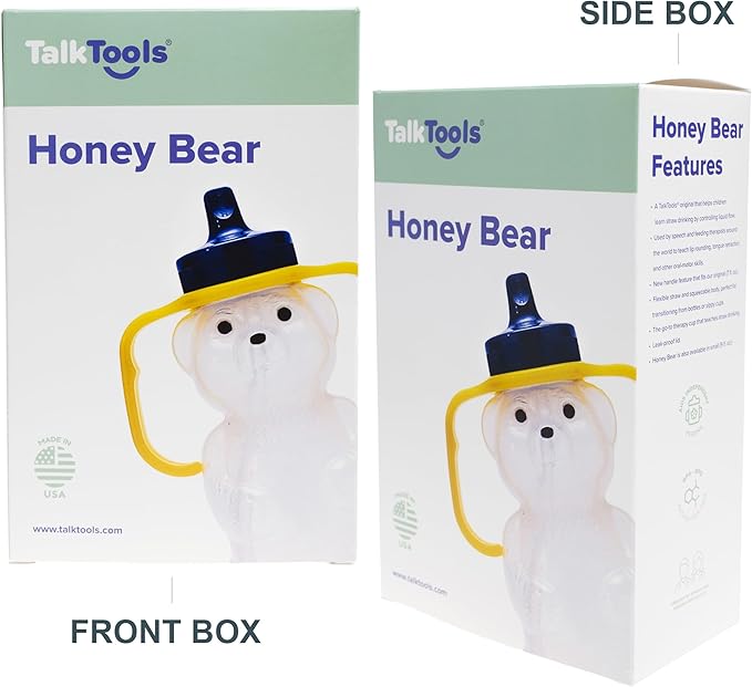 TalkTools Honey Bear Bottle Straw Cup with Handle – Dishwasher Safe, Premium Food-Grade Sippy Cup Trainer for Babies & Toddlers 4+ Months – Easy-Grip Design Helps Kids Learn to Drink from a Straw.