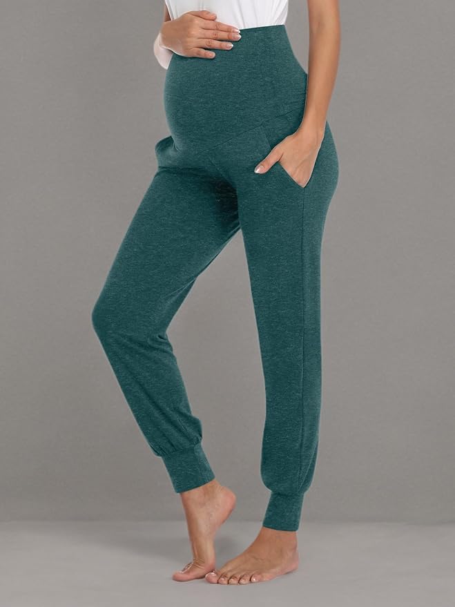 AMPOSH Women's Maternity Pants Stretchy Lounge Workout Pants Casual Loose Comfy Pregnancy Joggers with Pockets