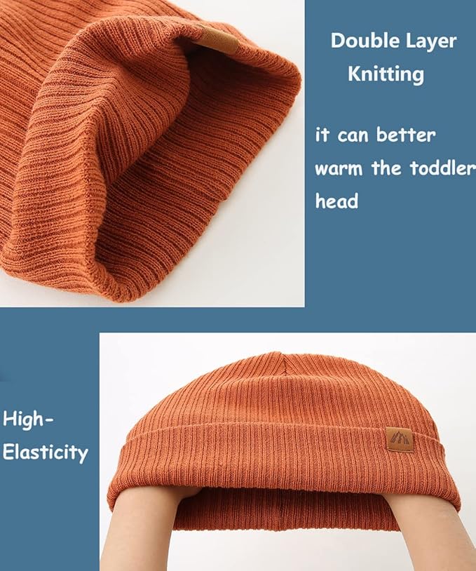 Moon Kitty 2PCS Baby Beanie Soft Toddler Beanie Warm Knitted Infant Winter Hats for Baby Boys