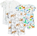 3-Pack 100% Cotton Baby Boy Rompers,0-24Months Short Sleeve Toddler Romper,Breathable Spring/Summer Clothes