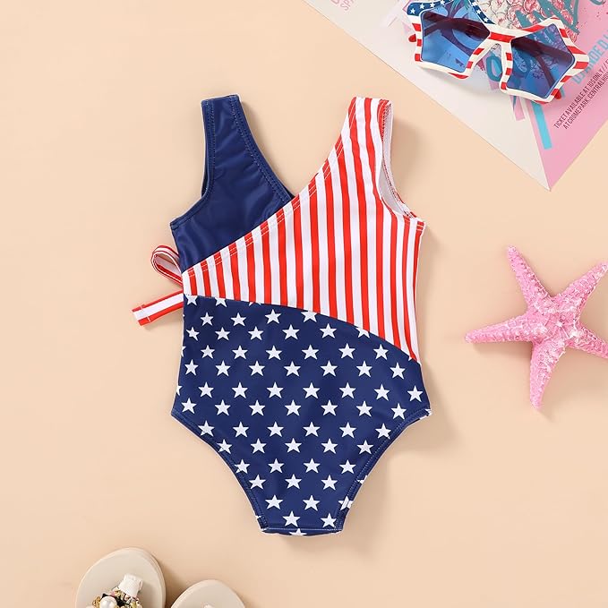 Happy Town Toddler Swimsuit Girl One Piece Bathing Suit Color Block Swimwear Baby Summer Beach Wear