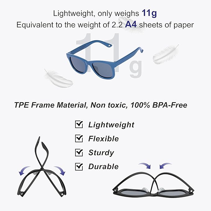COCOSAND Flexible Baby Sunglasses with Strap Polarized UV Protection for Toddler Infant Newborn Boy Girl Age 0-24 Months