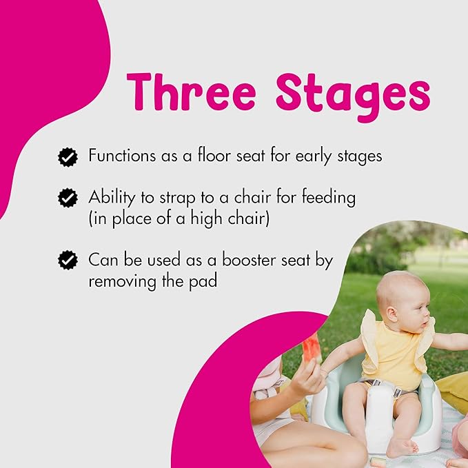 Bumbo 3-in-1 Multi-Seat for 6 to 36 Months, Travel Baby Feeding & Play Floor Seat, All-in-One Portable Booster with Tray & Toddler High Chair, Hemlock