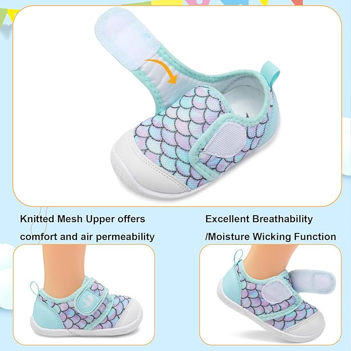 FEETCITY Baby First Walking Shoes Boys Girls Infant Sneakers Crib Shoes Breathable Lightweight Slip On Shoes