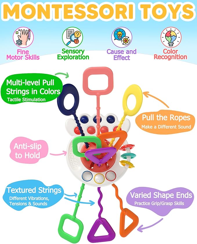 Tonberless Baby Sensory Montessori Toys for 6-12-18 Months, Toddler Teething Toy Birthday Gift Travel Toys for 1 2 3 Year Old Boy Girl Infant 8 9 10 Months Old