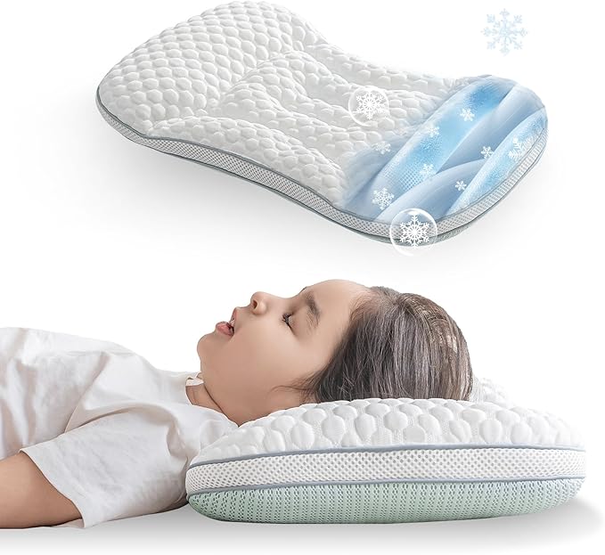 Reidio Toddler Pillows Double Sided Cooling Fabric & Breathable Mesh Kids Pillow Dual Heights Toddler Ergonomic Design Advanced Hose Filler Machine Washable (Rose, H1)