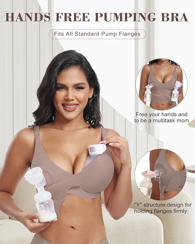 As Fairy Wireless Seamless Pumping Bra Hands Free Nursing Bra Wirefree Comfort Wearable Breast Pump Brass