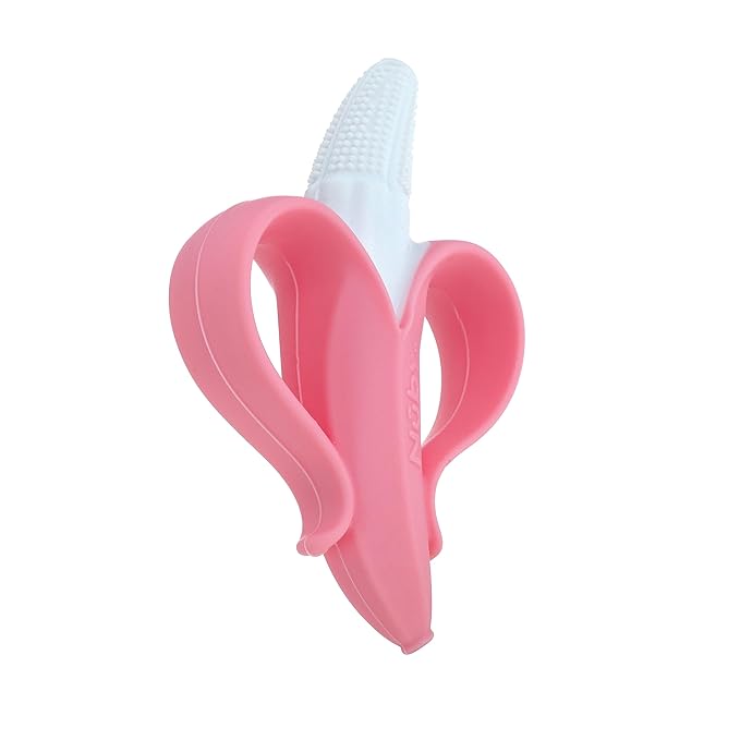 Nuby NanaNubs Banana Massaging Toothbrush - Baby Teething Toy - 3+ Months - Pink,(Pack of 12)