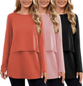 Ecavus Women's 3Pack Maternity Nursing Shirts Long Sleeve Double Layer Breastfeeding Shirts Comfy Pregnancy Clothes