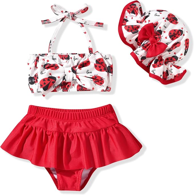 Aalizzwell Baby Girl 2-Piece Bikini Swimsuit with Hat