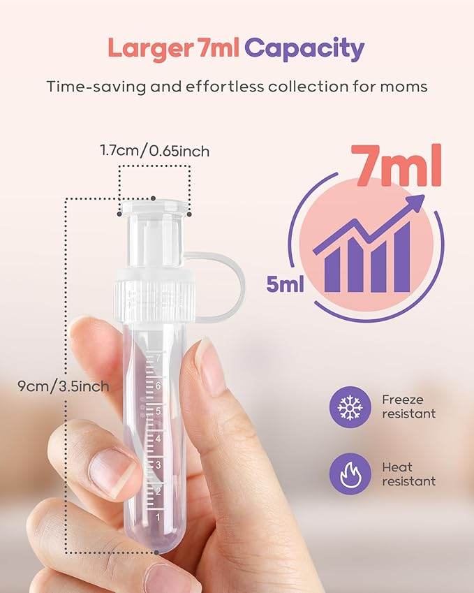 Nuliie Colostrum Collector Kit 7ml/12pcs, Leakproof, Reusable Breast Milk Collector, Heat & Freezer Resistant, BPA-Free, With Cotton Cloth Wipe, Storage Case, Cleaning Brush -Ready-to-Use for Newborns