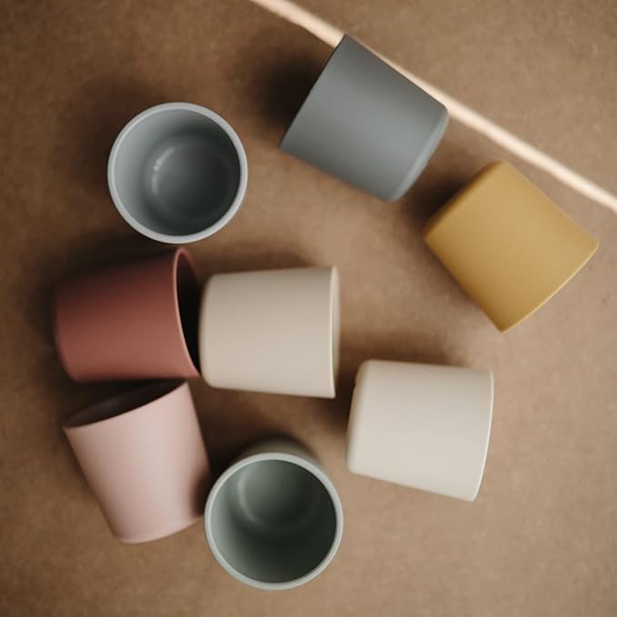 mushie Dinnerware Cups For Kids | Made in Denmark, Set of 2 (Smoke)