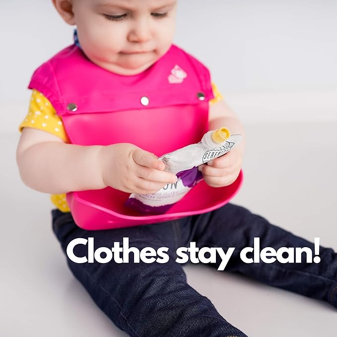 Only High Neck Baby Bib Made from Premium Food-Grade Silicone - Waterproof Design Keeps Your Little One Dry and Clean Protecting Their Clothes from Spills and Stains.