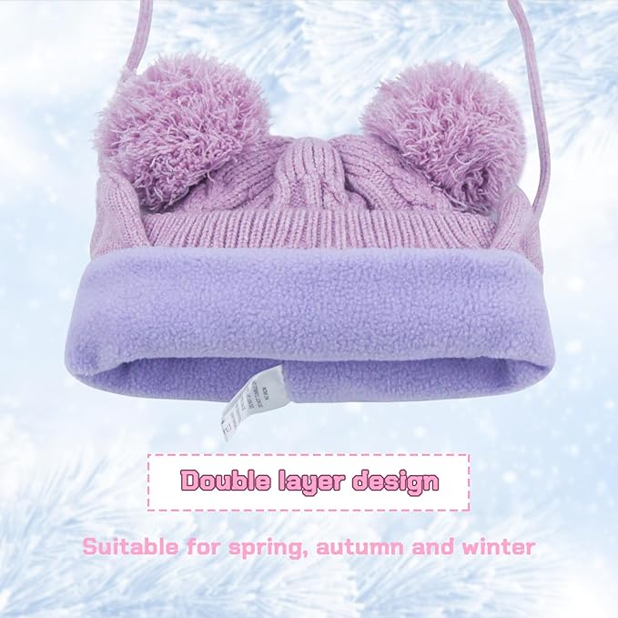 Duoyeree Toddler Winter Hat with Earflap Scarf Hood Thick Warm Kids Skull Cap for Baby Girls Boys