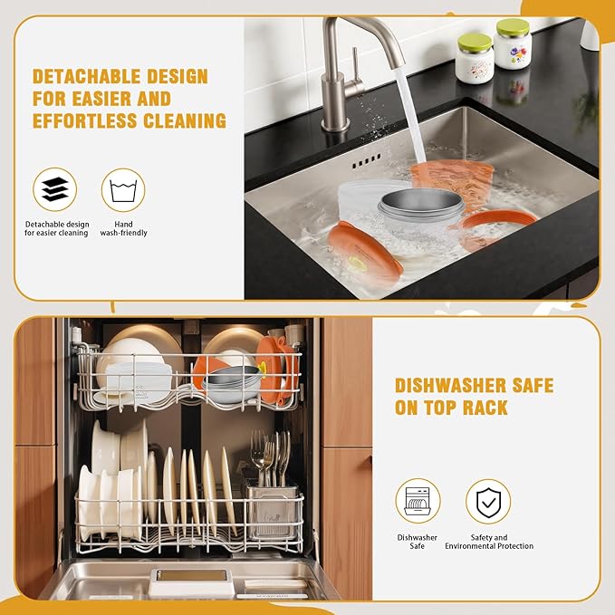 Baby Bowl with Suction, BPA-Free, Premium Food Grade 304 Stainless Steel, Thermo-Color Changing, Foldable Spoon & Fork, Non-Slip Handles for Babies, Toddlers, Kids (Orange)