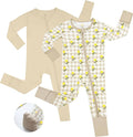 JunNeng Baby Girl Viscose from Bamboo Sleeper with Mitten Cuffs, 2 Way Zipper Romper, Sleep N' Play Pajamas 0-18 Months