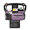TOPDesign Universal Baby Stroller Organizer, Stroller Caddy with Detachable Mesh Bag & Heightened Insulated Cup Holders & Non-Slip Secure Hooks Accessories, Fits Most Strollers (Purple)