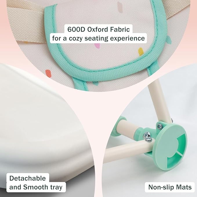 Tiny Marvels Portable 3-in-1 Baby Chair, Cozy Booster Seat, Baby Seat with Tray, Compact Foldable, Toddler Chair with Child Safety Belt Carry Bag, Perfect for Travel (Cream Confetti)