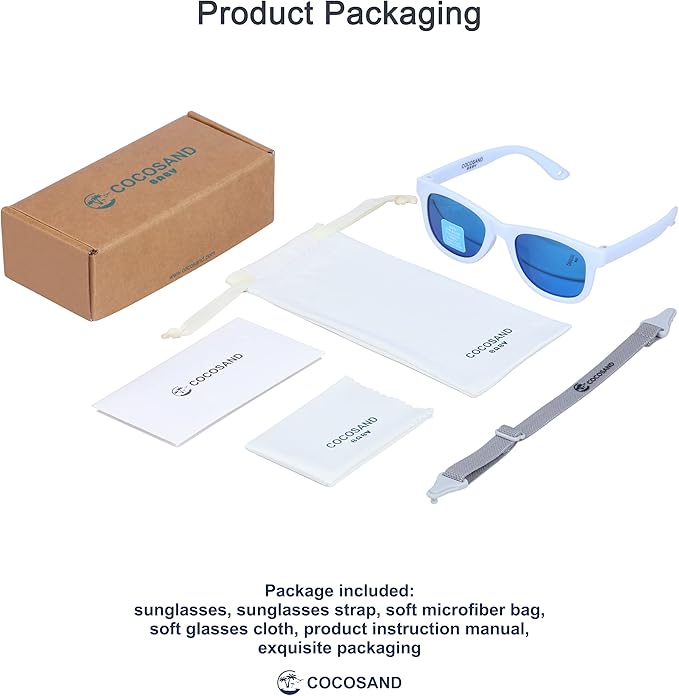 COCOSAND Flexible Baby Sunglasses with Strap Polarized UV Protection for Toddler Infant Newborn Boy Girl Age 0-24 Months