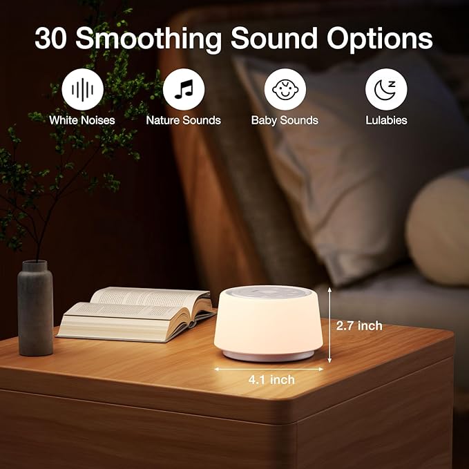 LEICEX White Noise Sound Machine | Sound Machine for Baby Rechargeable | 30 Soothing Sounds | 10 Colors Night Light | White Noise Machine for Sleep Baby Adults Portable Sound Machine for Home Travel