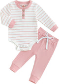 Newborn Baby Boy Girl Clothes Ribbed Knitted Long Sleeve Romper Pants Solid Cotton Infant Fall Winter Outfits 2Pcs