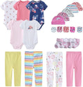 Newborn Layette Gift Set Bodysuits Pants for Baby Girl and Boy 24 Piece 100% Cotton Essentials and Accessories