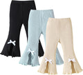 SOBOWO Baby Girl Flare Pants 3 Pack Toddler Solid Ribbed Ruffle Bell Bottoms Pants Trousers Fall Outfits