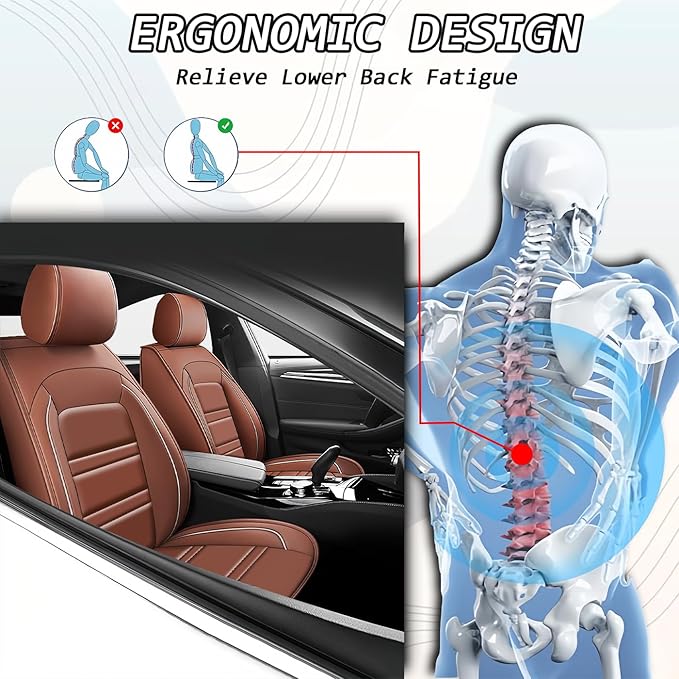 Seat Covers for Cadillac SRX 2004-2016 | 5-Seats Leather Seat Covers, Easy to Install Automotive Seat Covers Full Set (Full Set, Coffee)