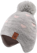 JANGANNSA Knitted Baby Hat Scarf Set Winter Warm Boys Girls Beanie Fleece Lining Toddler Kids Hats with Pompom