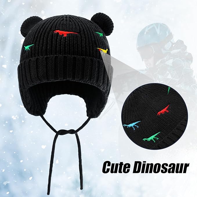 BAVST Baby Beanie Hat for Winter with Earfalp Cute Bear Kids Toddler Girls Boys Warm Knit Cap 0-2Years