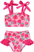 YOUNGER TREE Toddler Girls Two Pieces Swimsuit Color Block Stripe Swimwear Summer Beach Bathing Suit 18M-5T