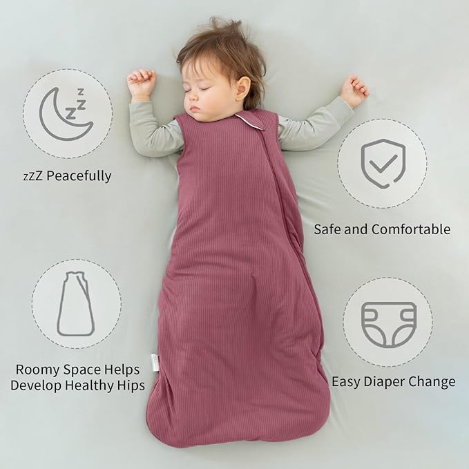 Rayon Made from Bamboo Toddler Sleep Sack with Feet 1.0 Tog Breathable Sleep Sack 6-12 Months Ultra Soft Baby Wearable Blanket with Legs Unisex Sleeping Bag with 2-Way Zipper