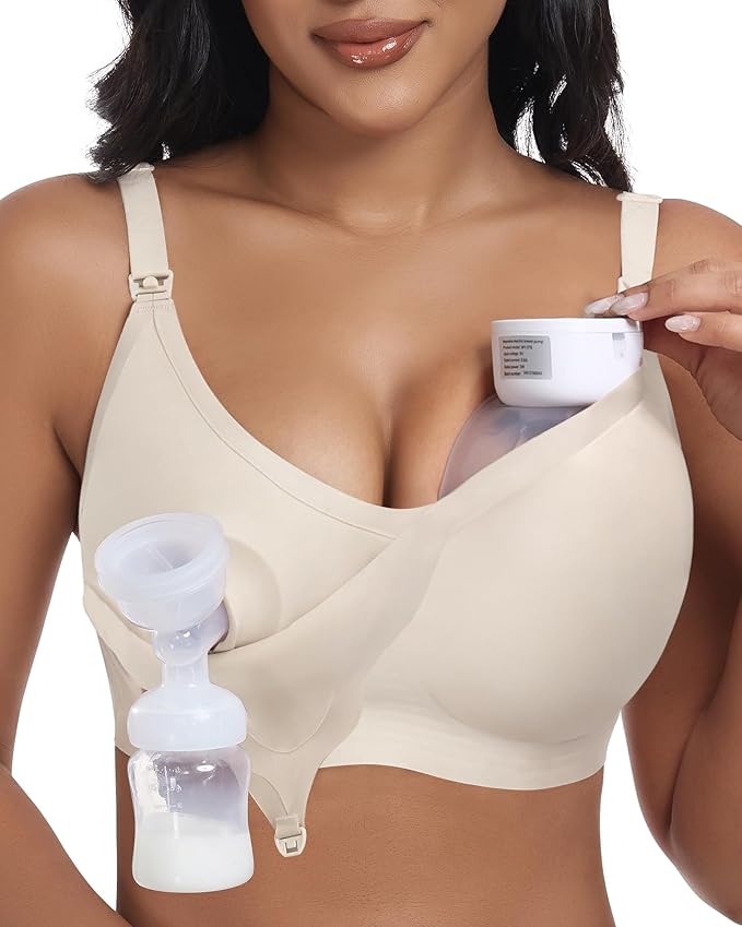 As Fairy Wireless Seamless Pumping Bra Hands Free Nursing Bra Wirefree Comfort Wearable Breast Pump Brass