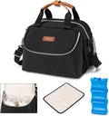 Breastmilk Cooler Bag with Ice Pack Fits 6 Baby Bottles up to 9 Ounce, Wearable Breast Pumps Cooler Bag for Nursing Mom Daycare, Work, Travel- Black