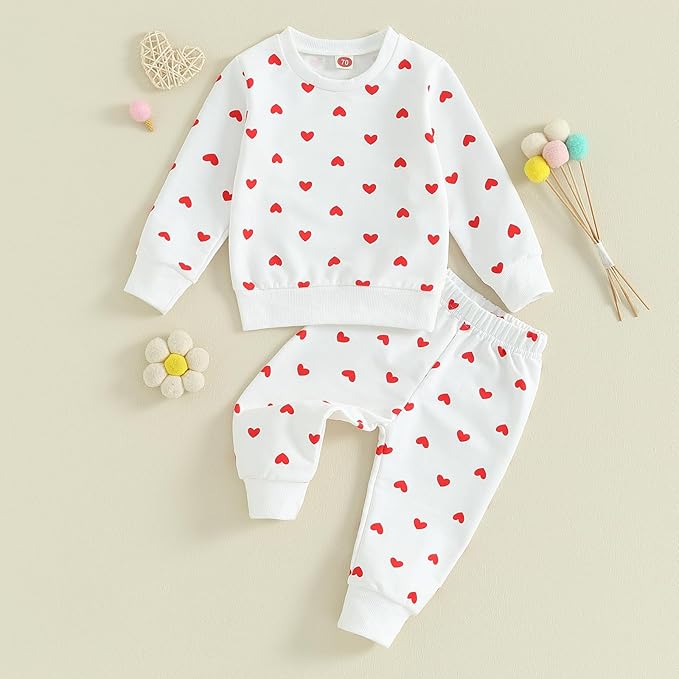 Fernvia Toddler Baby Girl Clothes 3 6 9 12 18 24 Months Fall Outfits Solid Long Sleeve Sweatshirt Tops + Pants Set