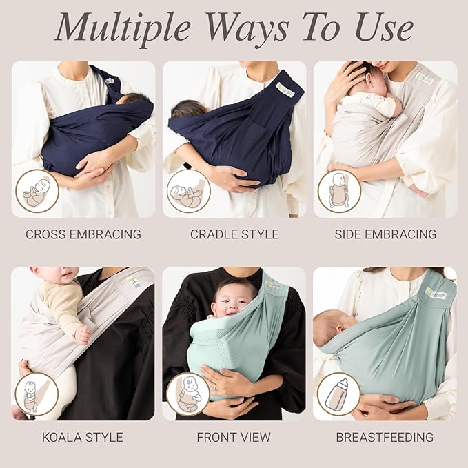 Baby Sling Carrier for Newborn to Toddler(8-45 Lbs), Cozy Wearing Baby Wrap Carrier with Adjustable Shoulder Strap Safety Buckle, Portable Lightweight Child Carrier Sling One Size Fit All Parents-Blue