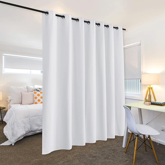 RYB HOME Blackout Curtains Soundproof Energy Saving Insulating Privacy Room Divider Curtains for Patio Sliding Glass Door Living Room Garage Home Theatre Large Window, W 150 x L 84 in, Greyish White