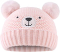JANGANNSA Cute Bear Baby Beanie Pompom Baby Boys Hat Infant Toddler Winter Knitted Beanies for Girls
