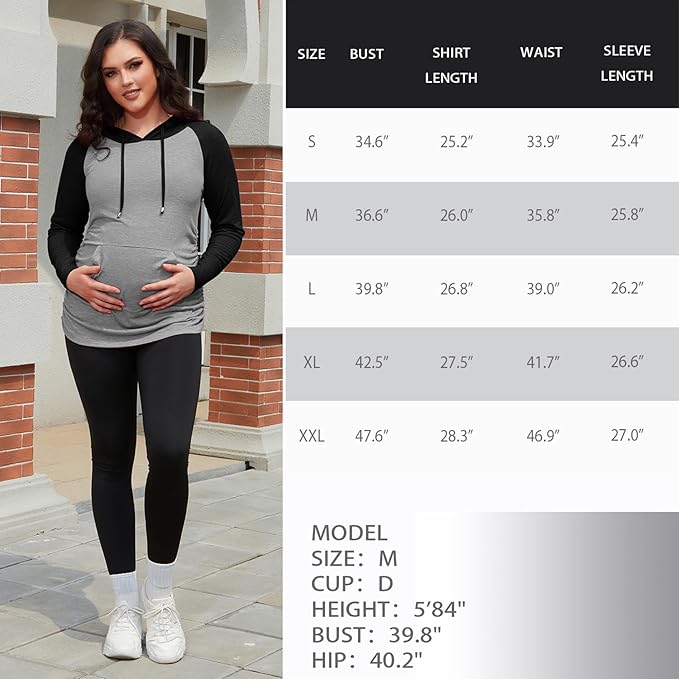 GINKANA Maternity Hoodie Long Sleeves Shirts Casual Maternity Top Pregnancy Sweatshirt Casual Clothes