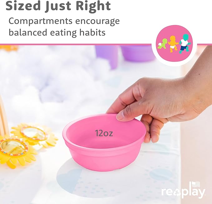 Re-Play 12 oz. Toddler Bowls Set of 3 - Kids Deep-Walled, Durable & Reusable Snack and Meal Bowls, Dishwasher & Microwave Safe, BPA-Free, Made in USA from Recycled Plastic, Easter