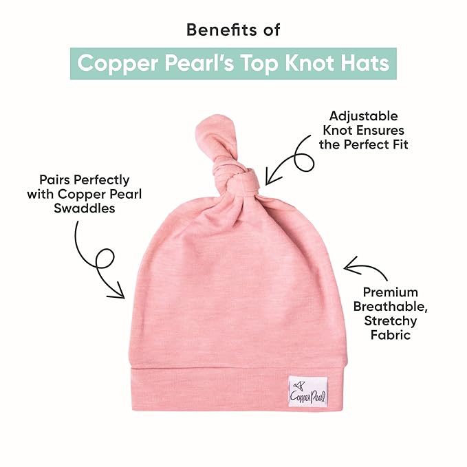 Copper Pearl Baby Beanie Hat Top Knot Stretchy Soft Stone