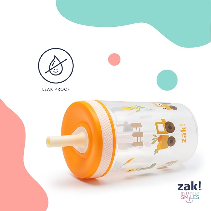 Zak Designs Kelso Toddler Cups For Travel or At Home, 15oz 2-Pack Durable Plastic Sippy Cups With Leak-Proof Design is Perfect For Kids (Fanciful Unicorn, Happy Skies)