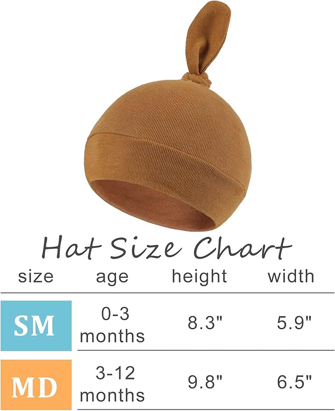 JANGANNSA Newborn Baby Hat Infant Baby Boys Beanie Top Knot Stretchy Hats for Girls 100% Organic Cotton