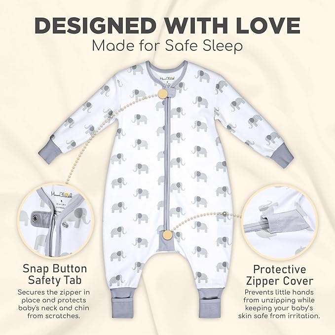 Mama Cheetah Toddler Sleep Sack with Feet, Long Sleeve 1.0 TOG Organic Cotton Baby Sleeping Bag with Legs, Wearable Blanket for Walkers w/ 2-Way Zipper, Toddler Blanket for Girls & Boys 4-5T