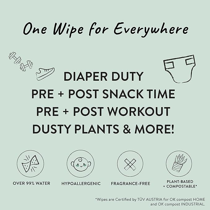 The Honest Company Clean Conscious Multi-Use Wipes Hypoallergenic and Unscented for Sensitive Baby Skin Over 99% Water Compostable Plant Based Baby Wipes Pattern Play 60 Count