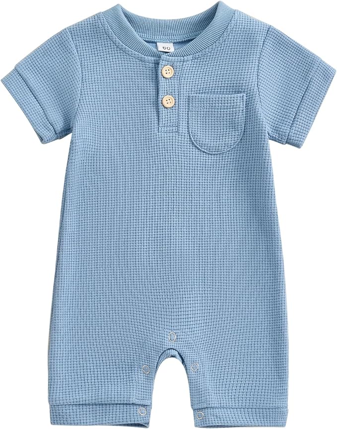 Kuriozud Newborn Infant Unisex Baby Boy Girl Clothes Button Romper Jumpsuit Basic One Piece Outfits
